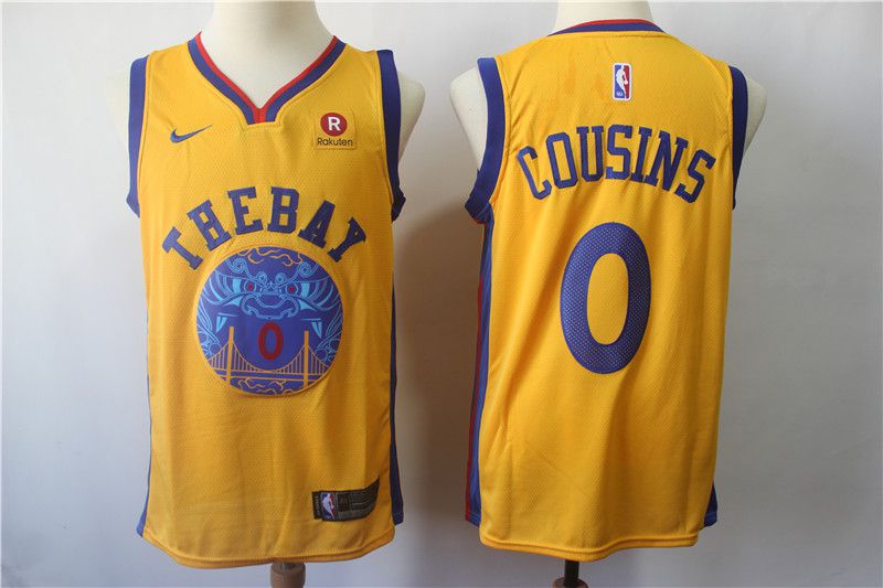 Men Golden State Warriors 0 Cousins Yellow Game Nike NBA Jerseys